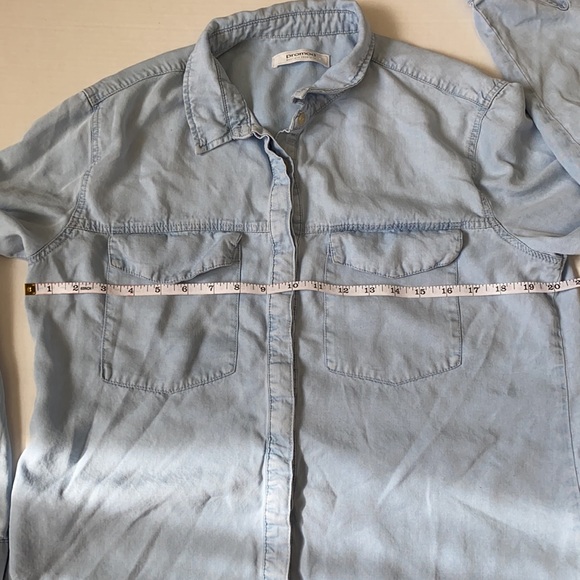 Promod women’s soft flowy chambray button up shirt. Medium - Picture 6 of 7